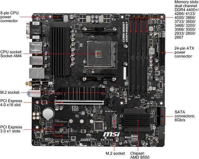 Alt view image 6 of 7 - MSI PRO B550M PRO-VDH WIFI AM4 AMD B550 Micro ATX AMD Motherboard