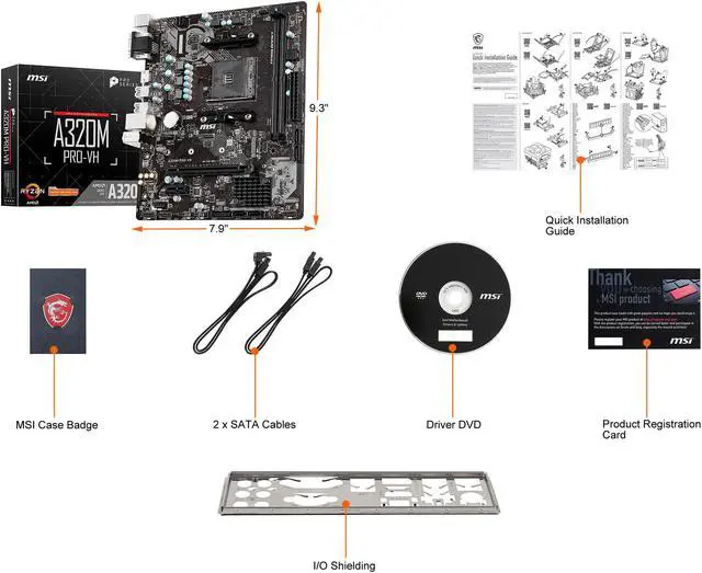 Alt view image 7 of 8 - MSI A320M PRO-VH AM4 AMD A320 Micro ATX AMD Motherboard