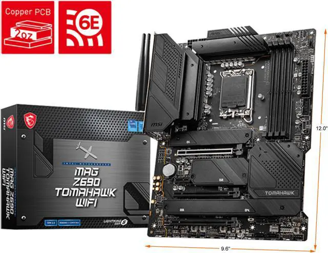 Alt view image 6 of 6 - MSI MAG Z690 TOMAHAWK WIFI LGA 1700 Intel Z690 SATA 6Gb/s DDR5 ATX Intel Motherboard