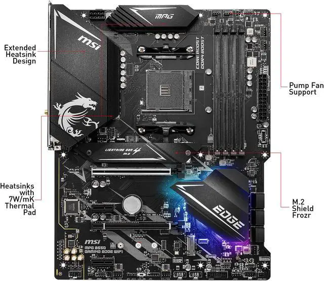 Alt view image 2 of 9 - MSI MPG B550 GAMING EDGE WIFI AM4 AMD B550 ATX AMD Motherboard