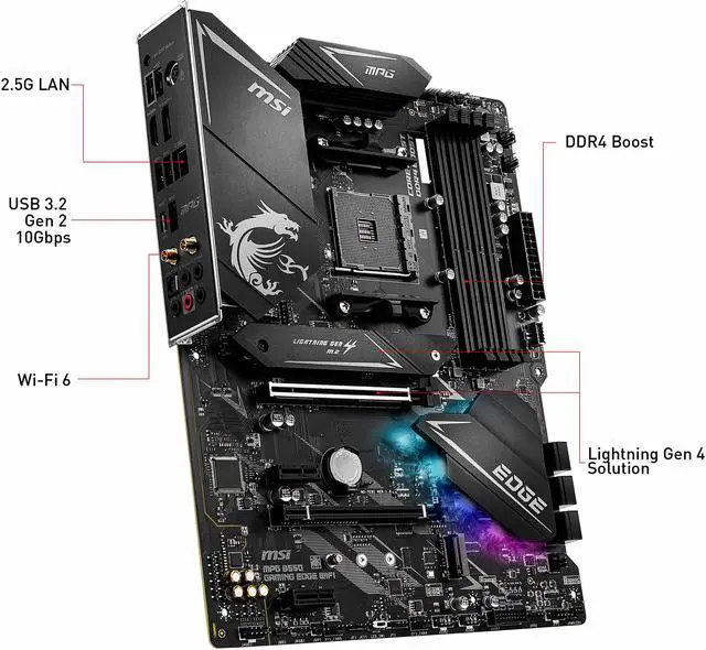 Alt view image 6 of 9 - MSI MPG B550 GAMING EDGE WIFI AM4 AMD B550 ATX AMD Motherboard