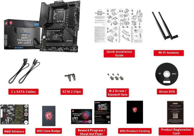 Alt view image 7 of 8 - MSI MAG B660 TOMAHAWK WIFI DDR4 LGA 1700 Intel B660 SATA 6Gb/s ATX Intel Motherboard