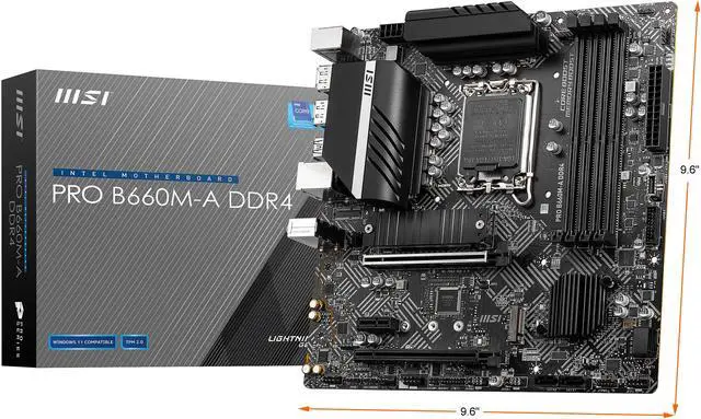 Alt view image 8 of 8 - MSI PRO PRO B660M-A DDR4 LGA 1700 Intel B660 SATA 6Gb/s Micro ATX Intel Motherboard