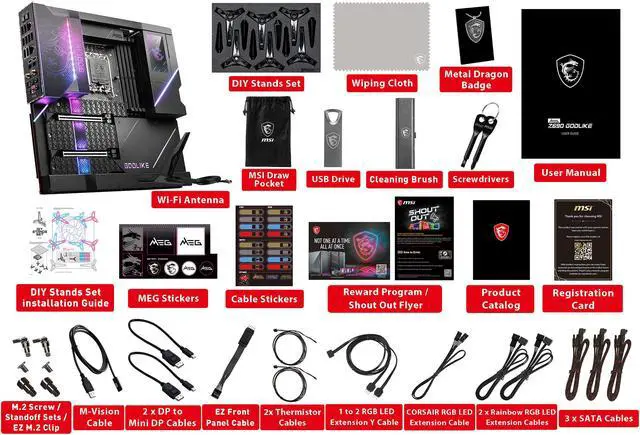 Alt view image 10 of 10 - MSI MEG Z690 GODLIKE DDR5 LGA 1700 Intel Z690 SATA 6Gb/s Extended ATX Intel Motherboard