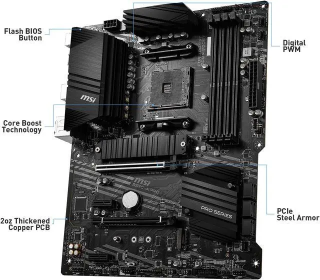 Alt view image 3 of 7 - MSI PRO B550-A PRO AM4 AMD B550 ATX AMD Motherboard