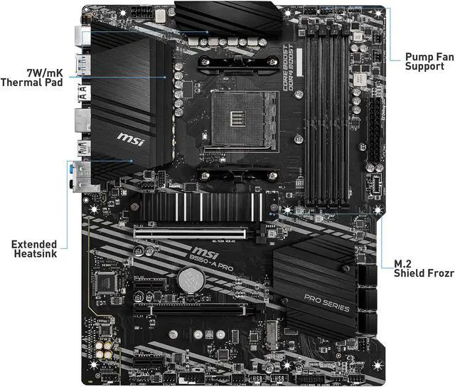 Main image of MSI PRO B550-A PRO AM4 AMD B550 ATX AMD Motherboard