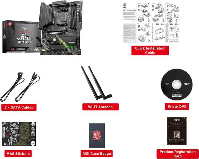 Alt view image 6 of 7 - MSI MAG B550 TOMAHAWK MAX WIFI, AMD B550 ATX AM4, 4 Dimm DDR4, PCIE 4.0, M.2 x 2, USB 3.2 Ports, JRGB JRAINBOW, WIFI 6