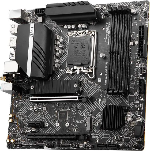 Alt view image 2 of 8 - MSI PRO B660M-A WIFI DDR5 LGA 1700 Intel B660 SATA 6Gb/s Micro ATX Intel Motherboard