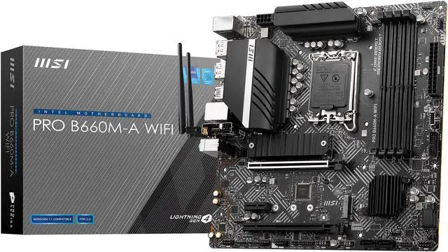 Alt view image 7 of 8 - MSI PRO B660M-A WIFI DDR5 LGA 1700 Intel B660 SATA 6Gb/s Micro ATX Intel Motherboard