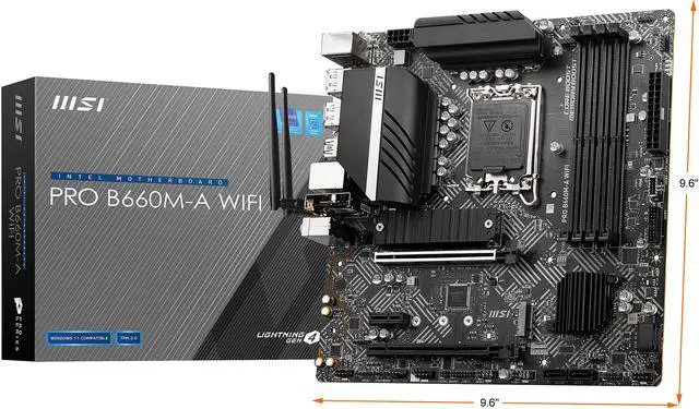 Alt view image 8 of 8 - MSI PRO B660M-A WIFI DDR5 LGA 1700 Intel B660 SATA 6Gb/s Micro ATX Intel Motherboard
