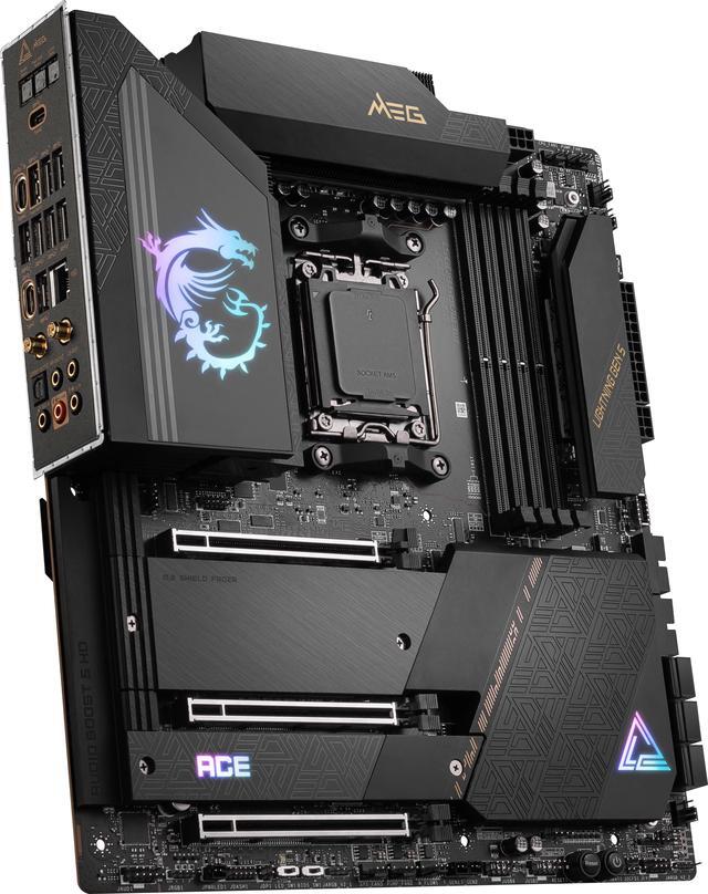 Alt view image 9 of 10 - MSI MEG X670E ACE AM5 AMD X670 SATA 6Gb/s E-ATX AMD Ryzen™ 7000 Series Motherboards, DDR5, Wi-Fi 6E, 10G Super LAN + 2.5G LAN, PCIe 5.0 M.2 slots,  HD Audio with Audio Boost.