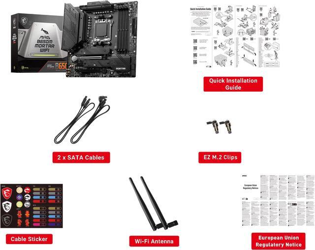 Alt view image 8 of 8 - MSI MAG B650M MORTAR WIFI AM5 AMD B650 SATA 6Gb/s DDR5 Ryzen 7000 Micro ATX Motherboard