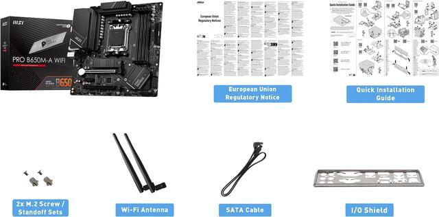 Alt view image 8 of 8 - MSI PRO B650M-A WIFI AM5 AMD B650 SATA 6Gb/s DDR5 Ryzen 7000 Micro ATX Motherboard