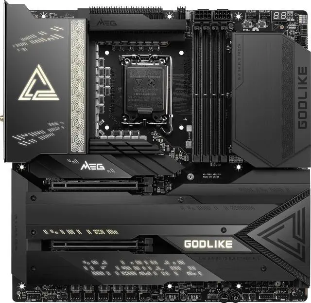 Alt view image 6 of 14 - MSI MEG Z790 GODLIKE LGA 1700 Intel Z790 SATA 6Gb/s DDR5 Extended ATX Motherboard