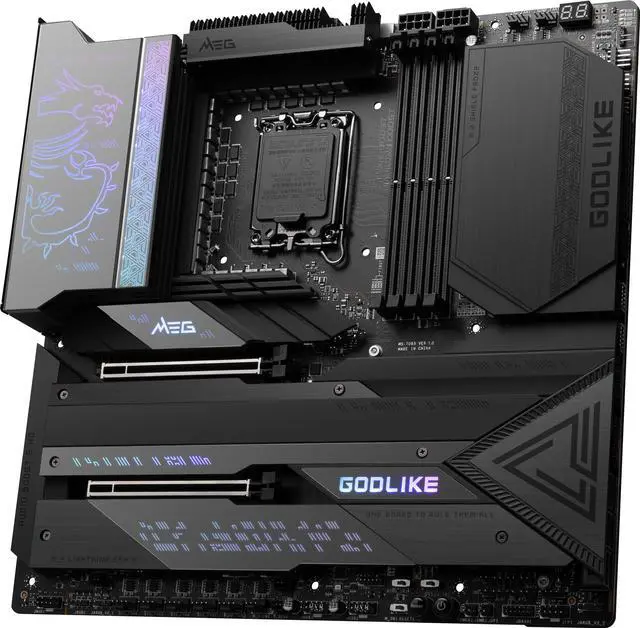Alt view image 9 of 14 - MSI MEG Z790 GODLIKE LGA 1700 Intel Z790 SATA 6Gb/s DDR5 Extended ATX Motherboard