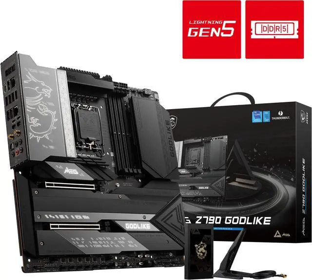 Alt view image 13 of 14 - MSI MEG Z790 GODLIKE LGA 1700 Intel Z790 SATA 6Gb/s DDR5 Extended ATX Motherboard