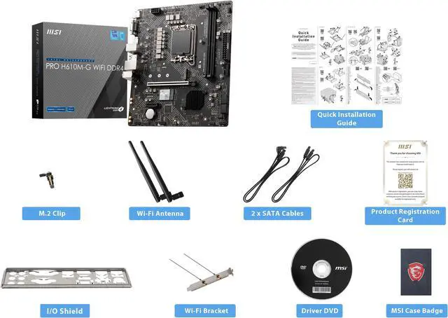 Alt view image 6 of 6 - MSI PRO PRO H610M-G WIFI DDR4 LGA 1700 Intel H610 Micro ATX Motherboard