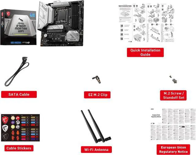 Alt view image 4 of 5 - MSI MAG B760M MORTAR WIFI LGA 1700 (Intel12th&13th Gen) SATA 6Gb/s Micro ATX Motherboard (PCIe 5.0, DDR5,2xM.2 Slots,WiFi 6,Intel ® 2.5Gb LAN)