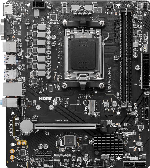 MSI PRO PRO A620M-E AM5 AMD A620 SATA 6Gb/s DDR5 mATX Motherboards
