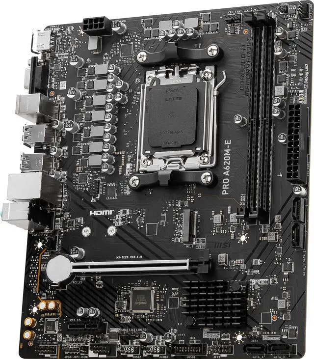 Alt view image 5 of 8 - MSI PRO PRO A620M-E AM5 AMD A620 SATA 6Gb/s DDR5 mATX Motherboards AMD Ryzen™ 7000 Series Desktop Processors