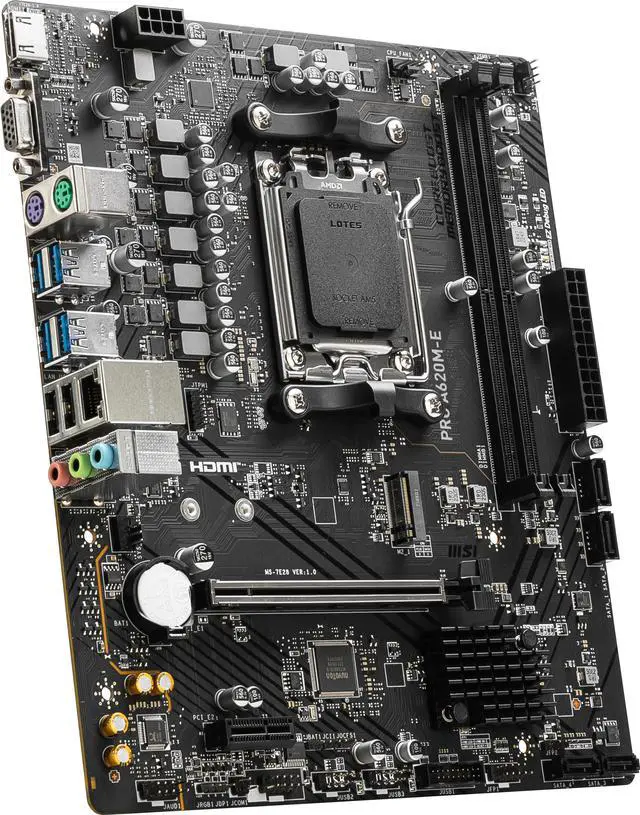 Alt view image 6 of 8 - MSI PRO PRO A620M-E AM5 AMD A620 SATA 6Gb/s DDR5 mATX Motherboards AMD Ryzen™ 7000 Series Desktop Processors
