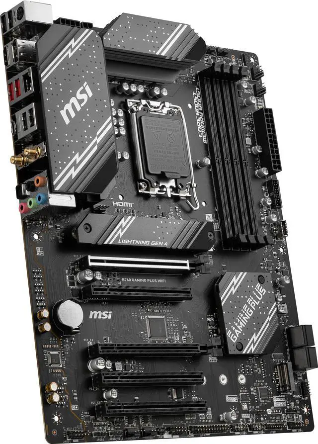 Alt view image 3 of 8 - MSI B760 GAMING PLUS WIFI LGA 1700 (280) DDR5 ATX Motherboards - Intel,  SATA 6Gbps, Wi-Fi 6E, Bluetooth 5.3,  7.1 HD Audio, PCIe 4.0 x16, 2.5G LAN