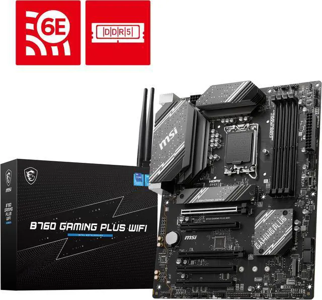 Alt view image 8 of 8 - MSI B760 GAMING PLUS WIFI LGA 1700 (280) DDR5 ATX Motherboards - Intel,  SATA 6Gbps, Wi-Fi 6E, Bluetooth 5.3,  7.1 HD Audio, PCIe 4.0 x16, 2.5G LAN