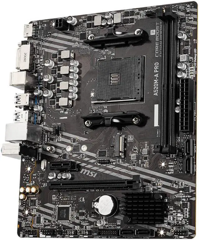 Alt view image 5 of 5 - MSI A520M-A PRO AM4 AMD A520 SATA 6Gb/s USB 3.0 Micro ATX AMD Motherboard
