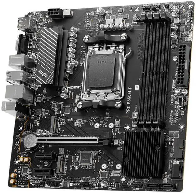 Alt view image 6 of 6 - MSI PRO B650M-P AM5 Ryzen 7000 DDR5 SATA 6G 2x M.2 2.5G LAN 7.1 Audio mATX Motherboard