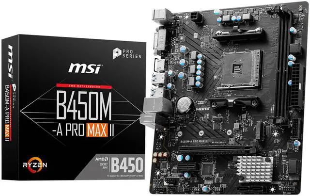 Alt view image 5 of 5 - MSI B450M-A PRO MAX II AM4 AMD B450 Micro ATX Motherboard