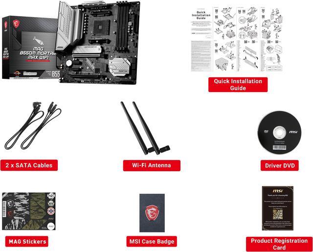 Alt view image 5 of 6 - MSI MAG B550M MORTAR MAX WIFI DDR4 AM4 AMD B550 SATA 6Gb/s Micro-ATX Wi-Fi 6E 2.5Gbps LAN  M.2 (Key-E)  Motherboards - AMD