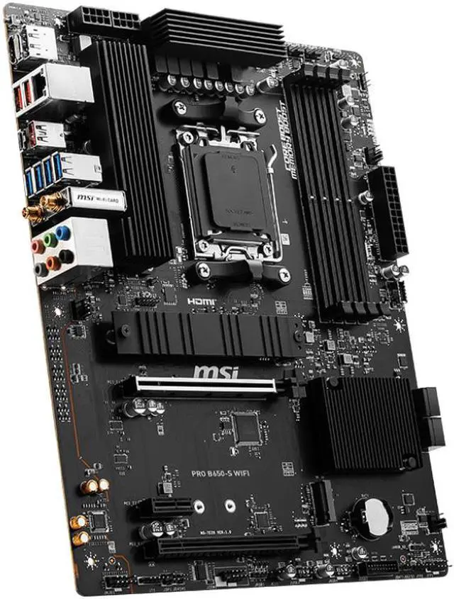 Alt view image 5 of 6 - MSI PRO B650-S WIFI AM5 AMD B650 Ryzen 7000 DDR5 PCI-E x16 slot  Wi-Fi 6E Bluetooth SATA 6Gb/s ATX Motherboard