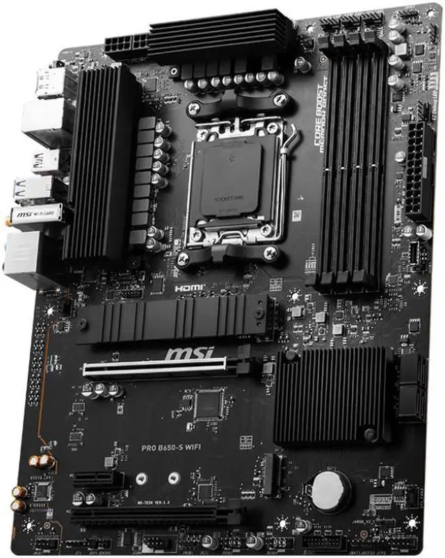 Alt view image 4 of 6 - MSI PRO B650-S WIFI AM5 AMD B650 Ryzen 7000 DDR5 PCI-E x16 slot  Wi-Fi 6E Bluetooth SATA 6Gb/s ATX Motherboard