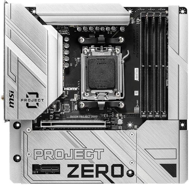 Alt view image 4 of 7 - MSI B650M PROJECT ZERO AM5 AMD B650 Ryzen 7000 SATA DDR5 PCI-E x16 slot 2x M.2 Wi-Fi 6E Bluetooth 6Gb/s mATX Back Connect Design Motherboard