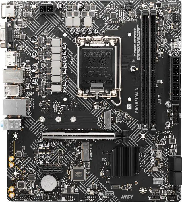 Alt view image 3 of 8 - MSI PRO H610M-G LGA 1700 Intel H610 SATA 6Gb/s Micro ATX Motherboard 2x DDR5 PCI-E x16 slot M.2 Intel I219V1Gbps LAN EZ Debug LED