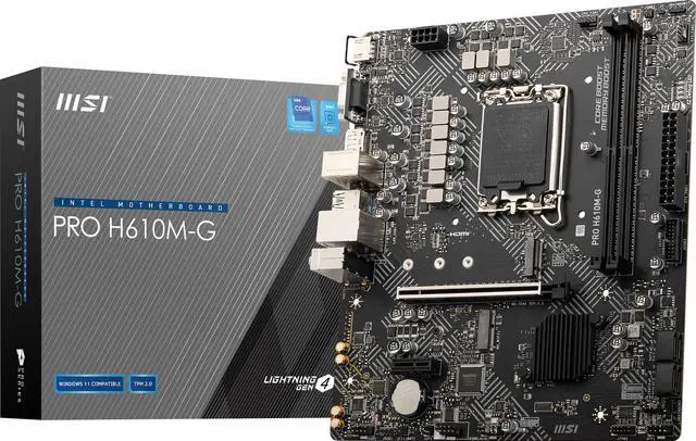 Alt view image 8 of 8 - MSI PRO H610M-G LGA 1700 Intel H610 SATA 6Gb/s Micro ATX Motherboard 2x DDR5 PCI-E x16 slot M.2 Intel I219V1Gbps LAN EZ Debug LED