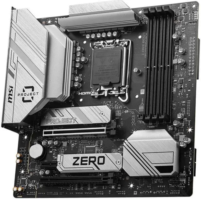 Alt view image 5 of 5 - MSI B760M PROJECT ZERO Wi-Fi 6E LGA 1700 Intel B760 SATA 6Gb/s LGA1700 DDR5 Back Connect Design mATX Motherboards