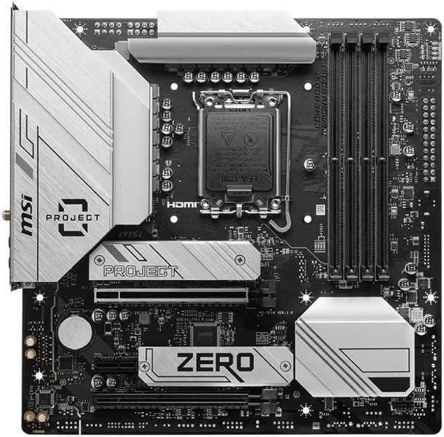 Alt view image 2 of 5 - MSI B760M PROJECT ZERO Wi-Fi 6E LGA 1700 Intel B760 SATA 6Gb/s LGA1700 DDR5 Back Connect Design mATX Motherboards