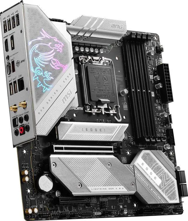 Alt view image 6 of 8 - MSI MPG B760M EDGE TI WIFI LGA 1700 Intel B760 SATA 6Gb/s DDR5 Micro ATX Motherboard 14th/ 13th/ 12th Gen Processors PCI-E x16 slot 3x M.2 2.5Gbps LAN Wi-Fi 6E Supports Bluetooth