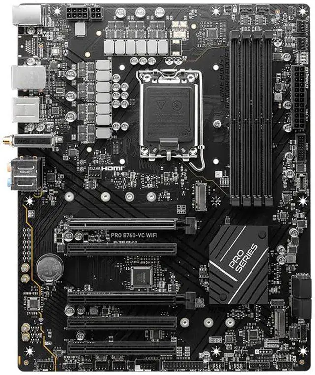 Alt view image 2 of 5 - MSI PRO B760-VC WIFI ProSeries Motherboard, Intel B760 LGA 1700 ATX, DDR5 7000+(OC) up to 256GB, PCIe 4.0, 2x M.2, 2.5G LAN, Wi-Fi 5, Bluetooth 5.1, USB 3.2 Gen 2 Type-C, Supports 12th/13th/14th Gen Intel Core