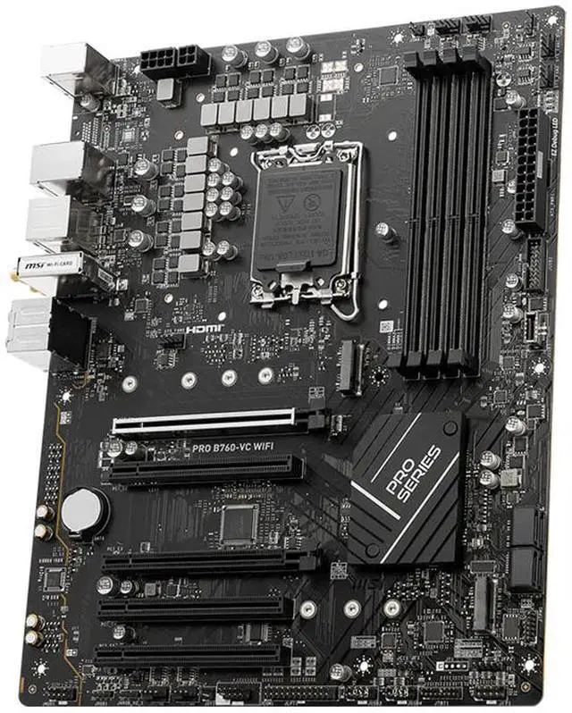 Alt view image 3 of 5 - MSI PRO B760-VC WIFI ProSeries Motherboard, Intel B760 LGA 1700 ATX, DDR5 7000+(OC) up to 256GB, PCIe 4.0, 2x M.2, 2.5G LAN, Wi-Fi 5, Bluetooth 5.1, USB 3.2 Gen 2 Type-C, Supports 12th/13th/14th Gen Intel Core