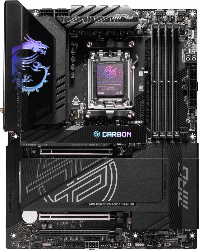 Alt view image 2 of 8 - MSI MPG X870E CARBON AM5 ATX Gaming Motherboard, 4x SATA 6Gb/s, AMD Wi-Fi 7,USB 4.0
