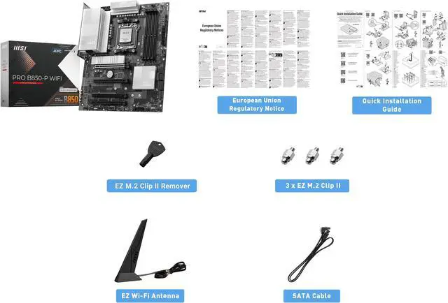 Alt view image 7 of 7 - MSI PRO B850-P WIFI AM5 AMD B850 SATA 6Gb/s 5G Network Wifi 7 DDR5 ATX Motherboard