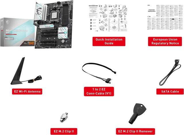 Alt view image 7 of 8 - MSI B840 GAMING PLUS WIFI AM5 AMD B840 SATA 6Gb/s 2.5G Network Wi-Fi 7 DDR5 Dual M.2 Connectors ATX Motherboard