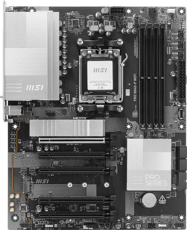 Alt view image 2 of 7 - MSI PRO B840-P WIFI AM5 AMD B840 SATA 6Gb/s 2.5G Network Wi-Fi 7 DDR5 ATX Motherboard
