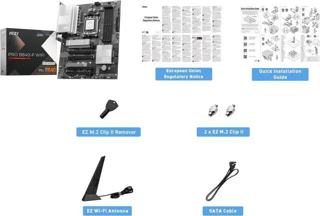 Alt view image 7 of 7 - MSI PRO B840-P WIFI AM5 AMD B840 SATA 6Gb/s 2.5G Network Wi-Fi 7 DDR5 ATX Motherboard