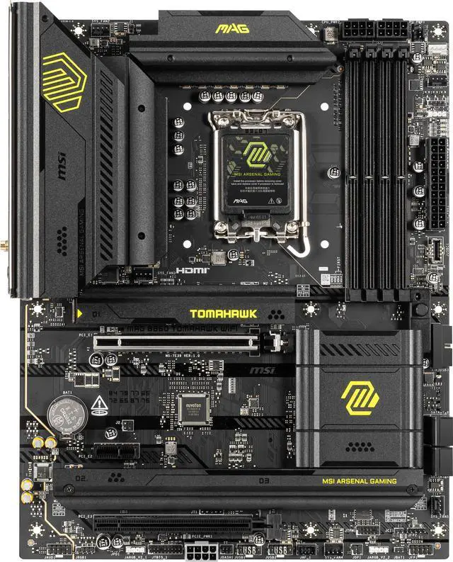 Alt view image 2 of 7 - MSI MAG B860 TOMAHAWK WIFI LGA 1851 Intel B860 SATA 6Gb/s Intel Core Ultra DDR5 ATX Motherboard