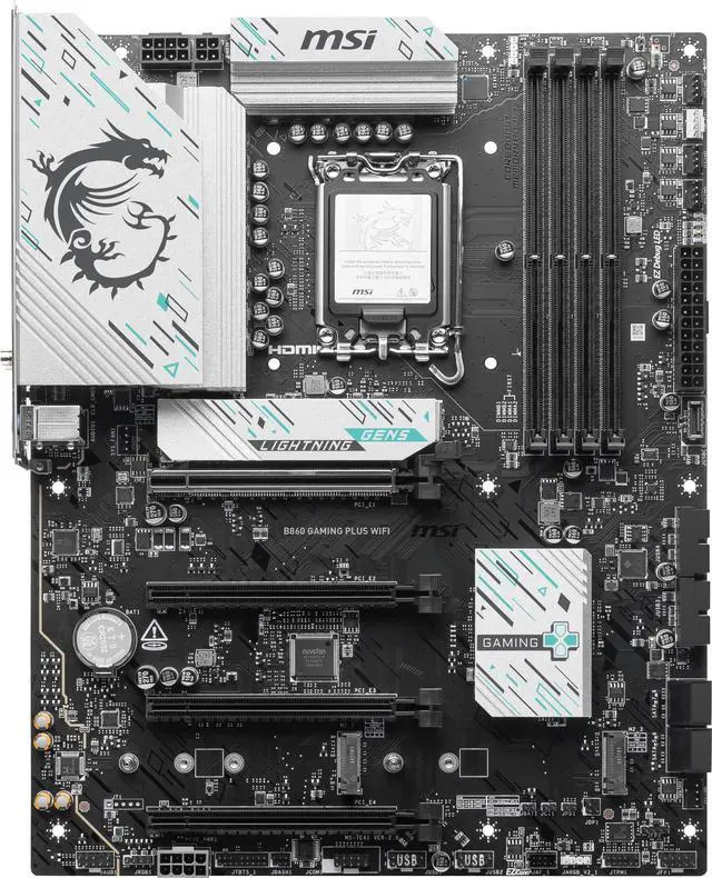 Alt view image 2 of 8 - MSI B860 GAMING PLUS WIFI LGA 1851 Intel B860 SATA 6Gb/s Wi-Fi 7 DDR5 PCI-E x16 slot M.2 Thunderbolt4 5Gbps LAN ATX Motherboard
