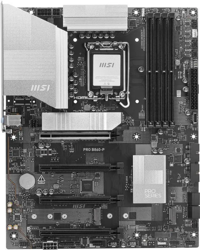 Alt view image 2 of 6 - MSI PRO B860-P WIFI LGA 1851 Intel B860 SATA 6Gb/s DDR5 PCI-E x16 slot  M.2 Thunderbolt4 5Gbps LAN Wi-Fi 7 ATX Motherboard