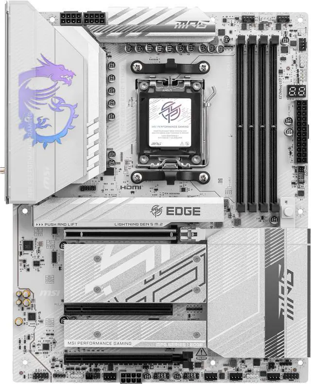 Alt view image 2 of 7 - MSI MPG B850 EDGE TI WIFI AM5 AMD B850 SATA 6Gb/s 5G Network Wi-Fi 7 DDR5 Audio Boost 5 Motherboard